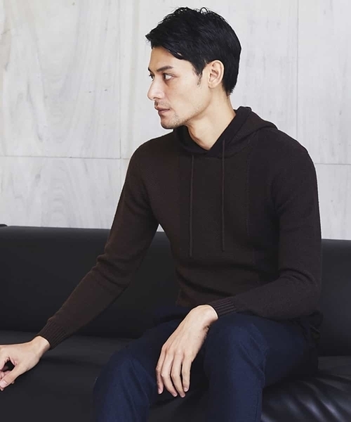 MICHEL KLEIN HOMME   （ミッシェルクランオム）の「ニットパーカー（ロイヤルグラデーションパーカー）（ニット/セーター・メンズ・ライトブラウン/ボルドー・46/48）」の11枚目の写真