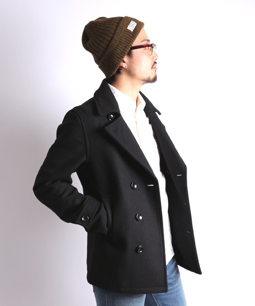 Denime（ドゥニーム）の「BASIC MELTON P COAT（ピーコート・メンズ・ブラック/ネイビー/ワイン/グレー/ベージュ・MEDIUM/SMALL/LARGE）」の6枚目の写真