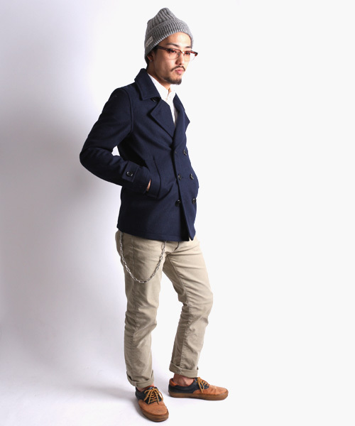 Denime（ドゥニーム）の「BASIC MELTON P COAT（ピーコート・メンズ・ブラック/ネイビー/ワイン/グレー/ベージュ・MEDIUM/SMALL/LARGE）」の21枚目の写真