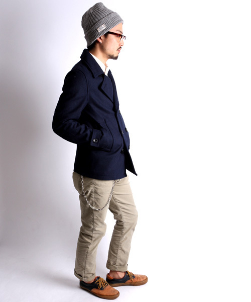 Denime（ドゥニーム）の「BASIC MELTON P COAT（ピーコート・メンズ・ブラック/ネイビー/ワイン/グレー/ベージュ・MEDIUM/SMALL/LARGE）」の11枚目の写真
