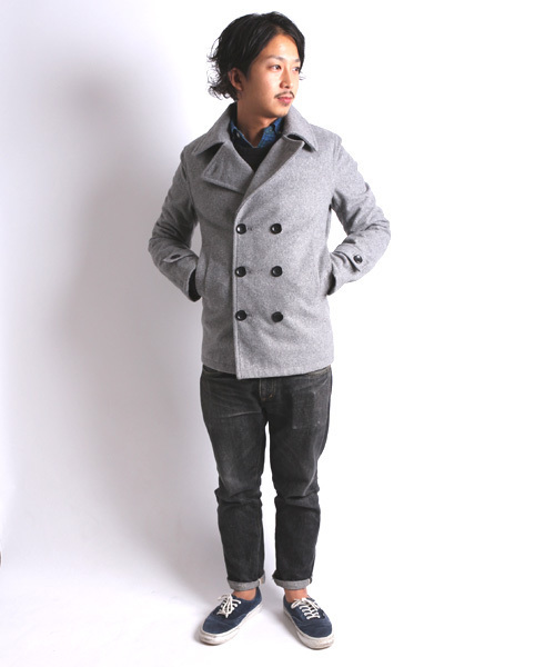 Denime（ドゥニーム）の「BASIC MELTON P COAT（ピーコート・メンズ・ブラック/ネイビー/ワイン/グレー/ベージュ・MEDIUM/SMALL/LARGE）」の12枚目の写真