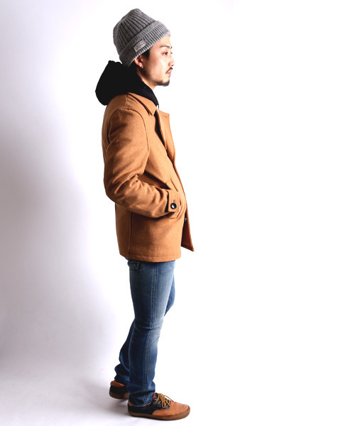 Denime（ドゥニーム）の「BASIC MELTON P COAT（ピーコート・メンズ・ブラック/ネイビー/ワイン/グレー/ベージュ・MEDIUM/SMALL/LARGE）」の13枚目の写真