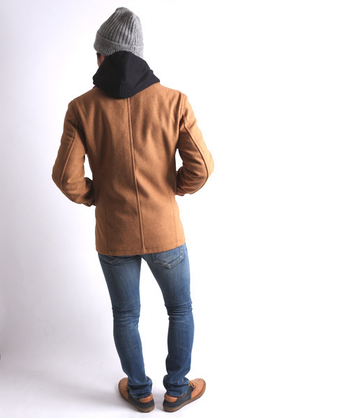 Denime（ドゥニーム）の「BASIC MELTON P COAT（ピーコート・メンズ・ブラック/ネイビー/ワイン/グレー/ベージュ・MEDIUM/SMALL/LARGE）」の14枚目の写真