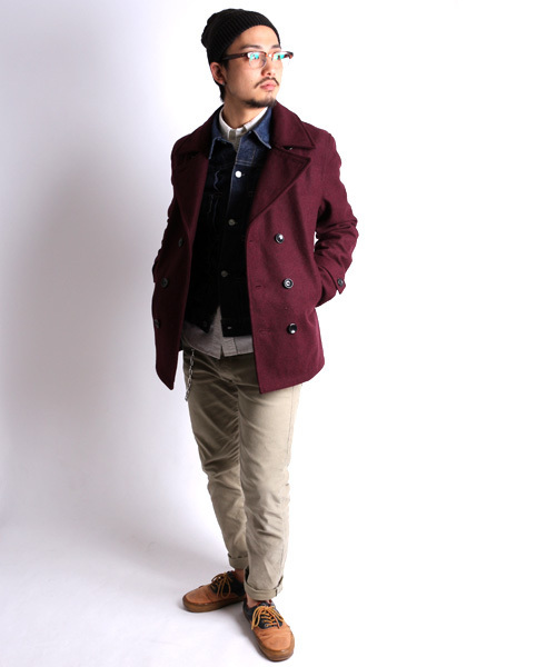 Denime（ドゥニーム）の「BASIC MELTON P COAT（ピーコート・メンズ・ブラック/ネイビー/ワイン/グレー/ベージュ・MEDIUM/SMALL/LARGE）」の15枚目の写真