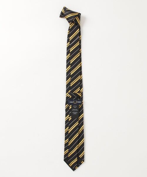 FRED PERRY（フレッドペリー）の「Diagonal Striped Tie（ネクタイ・メンズ・ブラック×イエロー・ONE SIZE）」の6枚目の写真