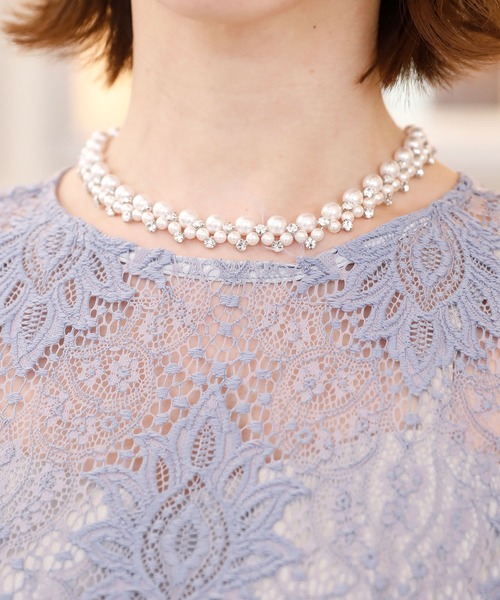 PourVous(プールヴー)の「キャミドッキング レース ワンピースドレス 袖あり&ロング 結婚式 フォーマル オケージョンドレス お呼ばれ 二次会 成人式 (ドレス・レディース・ピンクベージュ/ブルーグレー/グレイッシュベージュ/ネイビー・M)」の14枚目の写真