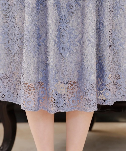 PourVous(プールヴー)の「キャミドッキング レース ワンピースドレス 袖あり&ロング 結婚式 フォーマル オケージョンドレス お呼ばれ 二次会 成人式 (ドレス・レディース・ピンクベージュ/ブルーグレー/グレイッシュベージュ/ネイビー・M)」の10枚目の写真