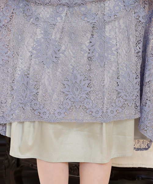 PourVous(プールヴー)の「キャミドッキング レース ワンピースドレス 袖あり&ロング 結婚式 フォーマル オケージョンドレス お呼ばれ 二次会 成人式 (ドレス・レディース・ピンクベージュ/ブルーグレー/グレイッシュベージュ/ネイビー・M)」の5枚目の写真
