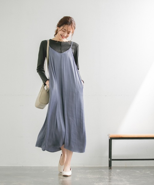 EVERYDAY I LIKE. 24SS ギャザー サテン キャミワンピース EVERYDAY I LIKE. 24SS ギャザー サテン キャミワンピース