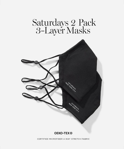 Saturdays NYC(サタデーズ ニューヨークシティ )の「Saturdays NYC 3-Layer Fabric Masks(マスク・メンズ・ブラック・FREE)」の1枚目の写真