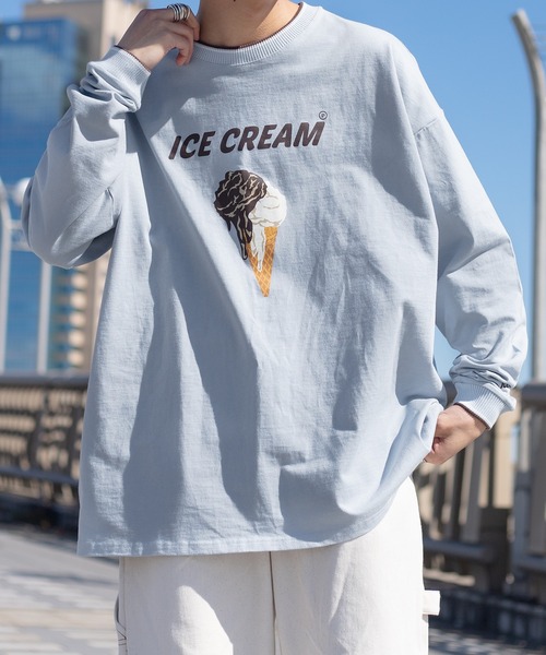 Perushu(ペルーシュ)の「レトロリブ配色ロンT(Tシャツ/カットソー・メンズ・ホワイト/チャコールグレー/オフホワイト/ブラック/ブルーグリーン/ライトブルー・MEDIUM/LARGE/X-LARGE)」の6枚目の写真