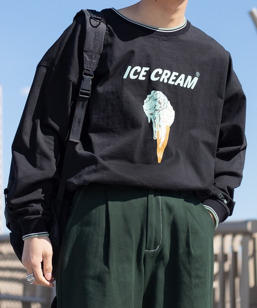 Perushu(ペルーシュ)の「レトロリブ配色ロンT(Tシャツ/カットソー・メンズ・ホワイト/チャコールグレー/オフホワイト/ブラック/ブルーグリーン/ライトブルー・MEDIUM/LARGE/X-LARGE)」の4枚目の写真