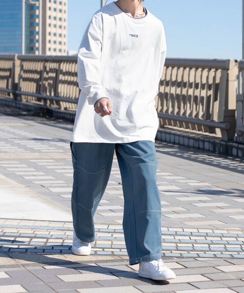Perushu(ペルーシュ)の「レトロリブ配色ロンT(Tシャツ/カットソー・メンズ・ホワイト/チャコールグレー/オフホワイト/ブラック/ブルーグリーン/ライトブルー・MEDIUM/LARGE/X-LARGE)」の7枚目の写真
