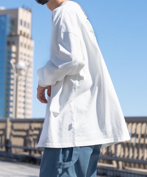 Perushu(ペルーシュ)の「レトロリブ配色ロンT(Tシャツ/カットソー・メンズ・ホワイト/チャコールグレー/オフホワイト/ブラック/ブルーグリーン/ライトブルー・MEDIUM/LARGE/X-LARGE)」の13枚目の写真