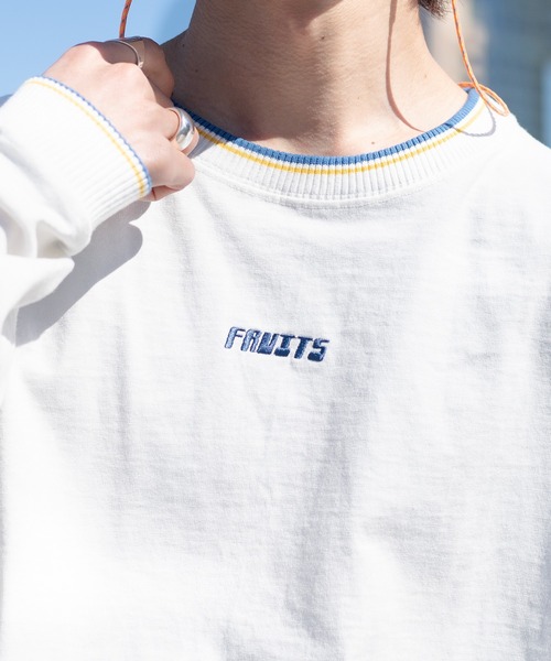 Perushu(ペルーシュ)の「レトロリブ配色ロンT(Tシャツ/カットソー・メンズ・ホワイト/チャコールグレー/オフホワイト/ブラック/ブルーグリーン/ライトブルー・MEDIUM/LARGE/X-LARGE)」の8枚目の写真