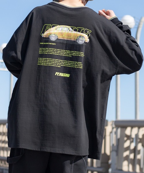 Perushu(ペルーシュ)の「レトロリブ配色ロンT(Tシャツ/カットソー・メンズ・ホワイト/チャコールグレー/オフホワイト/ブラック/ブルーグリーン/ライトブルー・MEDIUM/LARGE/X-LARGE)」の14枚目の写真