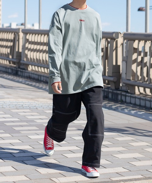 Perushu(ペルーシュ)の「レトロリブ配色ロンT(Tシャツ/カットソー・メンズ・ホワイト/チャコールグレー/オフホワイト/ブラック/ブルーグリーン/ライトブルー・MEDIUM/LARGE/X-LARGE)」の21枚目の写真