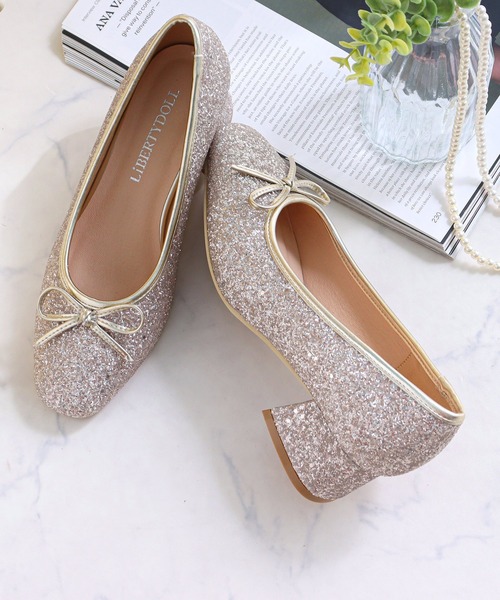 LibertyDoll(リバティードール)の「Liberty doll / スクエアトゥ4.5cmチャンキーヒール美脚バレエパンプス(1155)(バレエシューズ・レディース・アイボリー/グリーン/グレイッシュベージュ/ブラック/ブラック系その他/ホワイト系その他/ブラック系その他2/シルバー系その他/ゴールド系その他/シルバー・L/LL/M/S/3L/SS)」の10枚目の写真