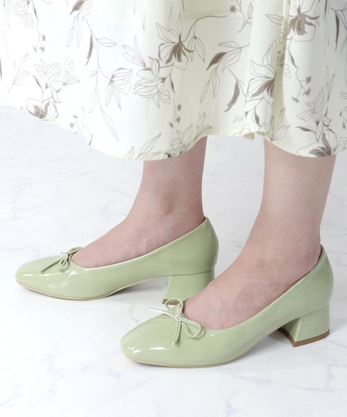 LibertyDoll(リバティードール)の「Liberty doll / スクエアトゥ4.5cmチャンキーヒール美脚バレエパンプス(1155)(バレエシューズ・レディース・アイボリー/グリーン/グレイッシュベージュ/ブラック/ブラック系その他/ホワイト系その他/ブラック系その他2/シルバー系その他/ゴールド系その他/シルバー・L/LL/M/S/3L/SS)」の18枚目の写真