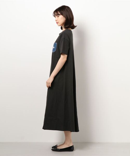 Lee（リー）の「Lee/リー  デニムポケット　カットソーワンピース（チュニック・レディース・ブラック/ブラウン/オフホワイト・FREE）」の4枚目の写真