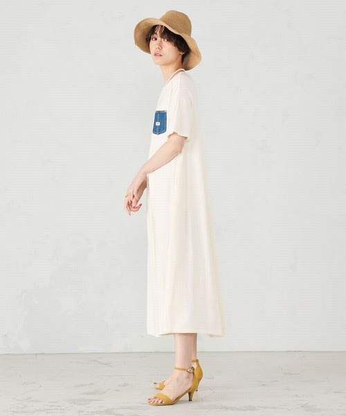 Lee（リー）の「Lee/リー  デニムポケット　カットソーワンピース（チュニック・レディース・ブラック/ブラウン/オフホワイト・FREE）」の6枚目の写真