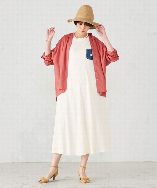 Lee（リー）の「Lee/リー  デニムポケット　カットソーワンピース（チュニック・レディース・ブラック/ブラウン/オフホワイト・FREE）」の8枚目の写真