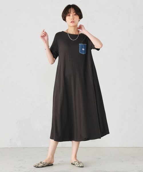 Lee（リー）の「Lee/リー  デニムポケット　カットソーワンピース（チュニック・レディース・ブラック/ブラウン/オフホワイト・FREE）」の14枚目の写真