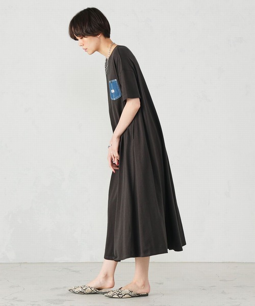 Lee（リー）の「Lee/リー  デニムポケット　カットソーワンピース（チュニック・レディース・ブラック/ブラウン/オフホワイト・FREE）」の16枚目の写真