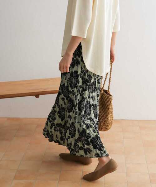 URBAN RESEARCH DOORS（アーバンリサーチドアーズ）の「花柄ワッシャープリーツスカート（スカート・レディース・ブラック/ミント/マスタード・ONE）」の13枚目の写真
