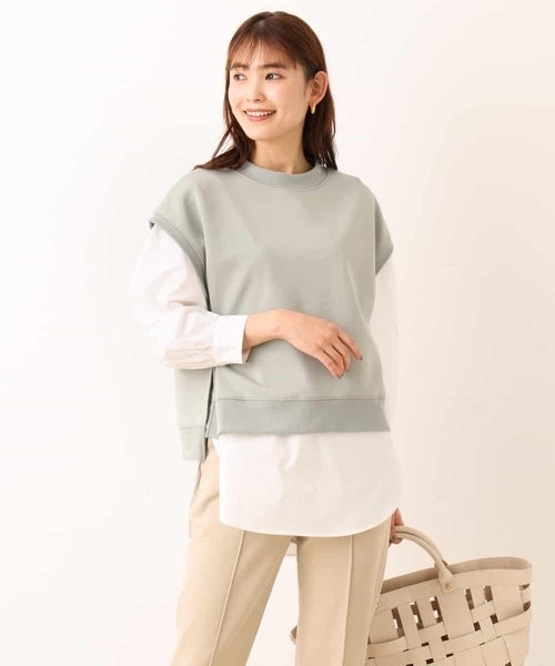 a.v.v（アーヴェヴェ）の「ダンボールベスト&パフスリーブシャツ（スウェット・レディース・ブラック/ライトグレー/ミント・38/42/40/36/34）」の4枚目の写真