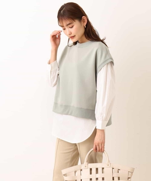 a.v.v（アーヴェヴェ）の「ダンボールベスト&パフスリーブシャツ（スウェット・レディース・ブラック/ライトグレー/ミント・38/42/40/36/34）」の5枚目の写真