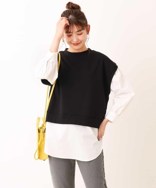 a.v.v（アーヴェヴェ）の「ダンボールベスト&パフスリーブシャツ（スウェット・レディース・ブラック/ライトグレー/ミント・38/42/40/36/34）」の16枚目の写真