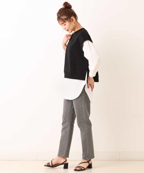 a.v.v（アーヴェヴェ）の「ダンボールベスト&パフスリーブシャツ（スウェット・レディース・ブラック/ライトグレー/ミント・38/42/40/36/34）」の18枚目の写真