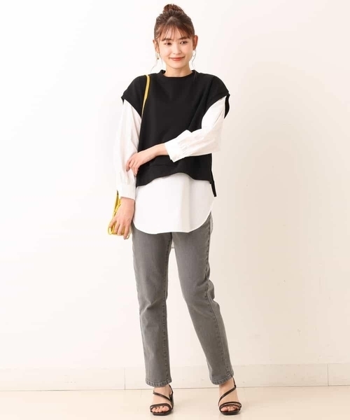 a.v.v（アーヴェヴェ）の「ダンボールベスト&パフスリーブシャツ（スウェット・レディース・ブラック/ライトグレー/ミント・38/42/40/36/34）」の19枚目の写真