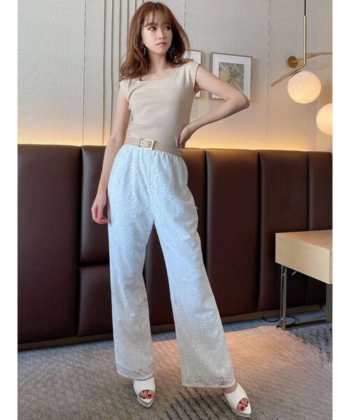 RESEXXY（リゼクシー）の「レースワイドパンツ（その他パンツ・レディース・ホワイト/ブラック/ブラウン・FREE）」の6枚目の写真