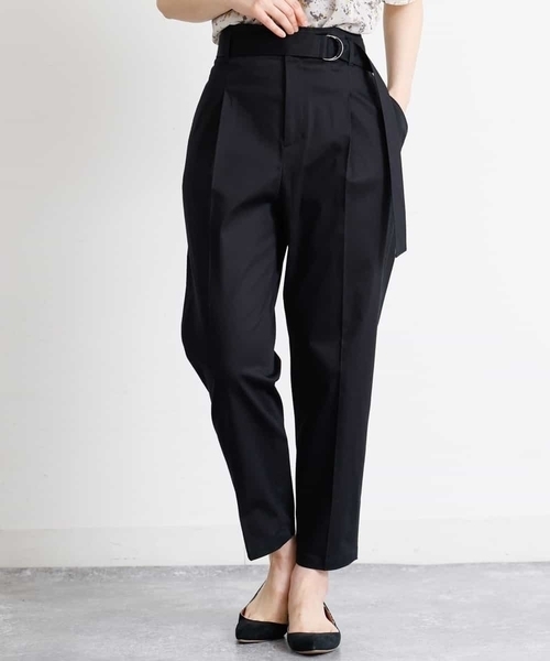 MK MICHEL KLEIN（エムケーミッシェルクラン）の「ハイウエスト リラックステーパードパンツ/洗える（その他パンツ・レディース・ホワイト/ブラック・38）」の2枚目の写真