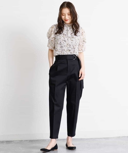 MK MICHEL KLEIN（エムケーミッシェルクラン）の「ハイウエスト リラックステーパードパンツ/洗える（その他パンツ・レディース・ホワイト/ブラック・38）」の14枚目の写真