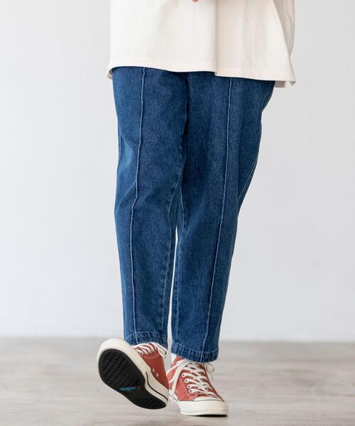 coen by Mr.SZK(コーエンバイミスタースズキ)の「センタープレスワイドテーパードデニム【coen × Mr.SZK】(デニムパンツ・メンズ・ネイビー/コバルトブルー・SMALL/MEDIUM/LARGE/X-LARGE)」の3枚目の写真