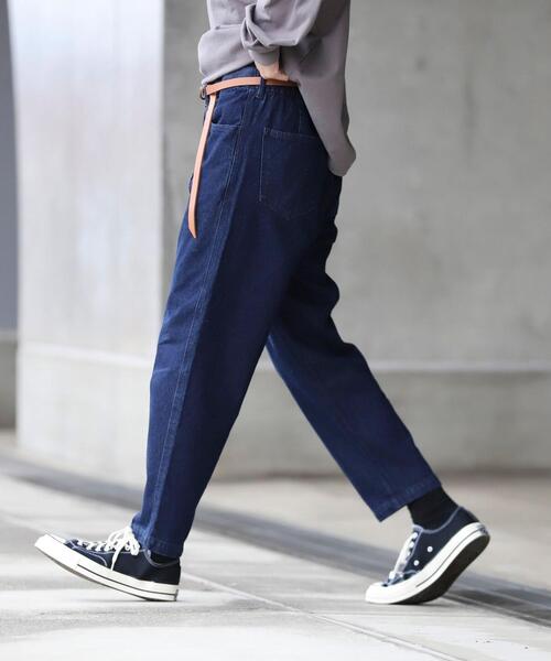 coen by Mr.SZK(コーエンバイミスタースズキ)の「センタープレスワイドテーパードデニム【coen × Mr.SZK】(デニムパンツ・メンズ・ネイビー/コバルトブルー・SMALL/MEDIUM/LARGE/X-LARGE)」の4枚目の写真