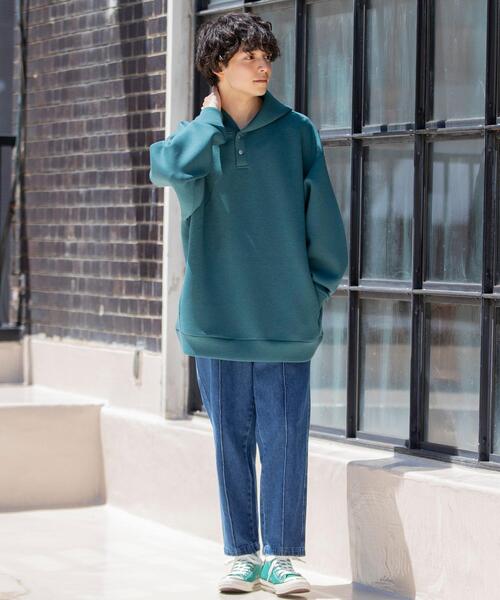 coen by Mr.SZK(コーエンバイミスタースズキ)の「センタープレスワイドテーパードデニム【coen × Mr.SZK】(デニムパンツ・メンズ・ネイビー/コバルトブルー・SMALL/MEDIUM/LARGE/X-LARGE)」の9枚目の写真