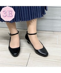 velikoko ラクチンきれいシューズ | 【3E】幅広ゆったり3Wayスクエアトゥストラップパンプス[ラクチンきれいシューズ](パンプス)