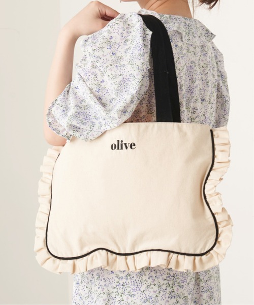 OLIVE des OLIVE(オリーブデオリーブ)の「【WEB限定カラー有】フリル横長トート(トートバッグ・レディース・ホワイト/オフホワイト/ブラック/ベージュ・FREE)」の9枚目の写真