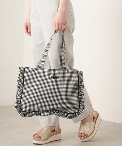 OLIVE des OLIVE(オリーブデオリーブ)の「【WEB限定カラー有】フリル横長トート(トートバッグ・レディース・ホワイト/オフホワイト/ブラック/ベージュ・FREE)」の10枚目の写真