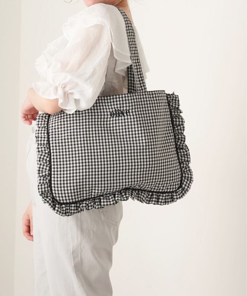 OLIVE des OLIVE(オリーブデオリーブ)の「【WEB限定カラー有】フリル横長トート(トートバッグ・レディース・ホワイト/オフホワイト/ブラック/ベージュ・FREE)」の11枚目の写真