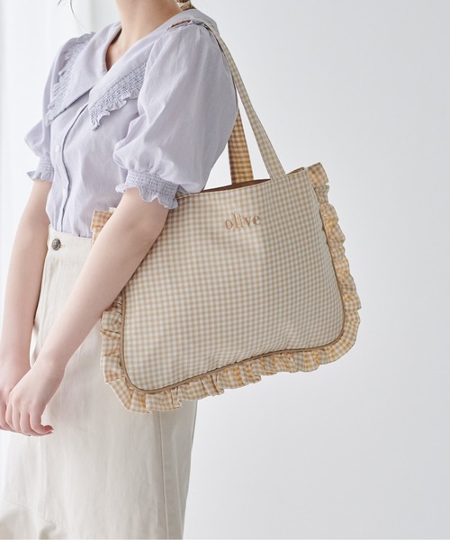 OLIVE des OLIVE(オリーブデオリーブ)の「【WEB限定カラー有】フリル横長トート(トートバッグ・レディース・ホワイト/オフホワイト/ブラック/ベージュ・FREE)」の13枚目の写真