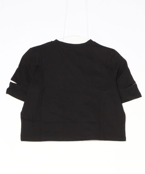 クロップド丈オフネックカットアウトTシャツ（Tシャツ/カットソー
