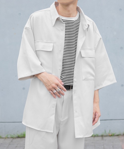 PairPair（ペアペア）の「ドライオックスリラックスシャツ（ユニセックス/セットアップ）（シャツ/ブラウス・レディース・ブルーグリーン/アイボリー/ブラウン・MEDIUM/LARGE）」の4枚目の写真