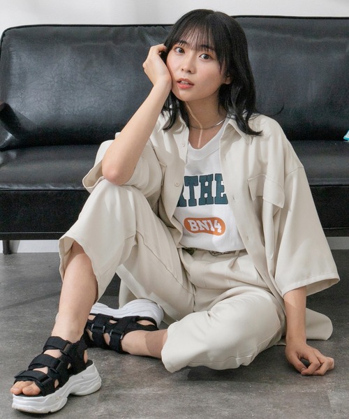 PairPair（ペアペア）の「ドライオックスリラックスシャツ（ユニセックス/セットアップ）（シャツ/ブラウス・レディース・ブルーグリーン/アイボリー/ブラウン・MEDIUM/LARGE）」の9枚目の写真