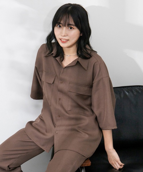 PairPair（ペアペア）の「ドライオックスリラックスシャツ（ユニセックス/セットアップ）（シャツ/ブラウス・レディース・ブルーグリーン/アイボリー/ブラウン・MEDIUM/LARGE）」の22枚目の写真