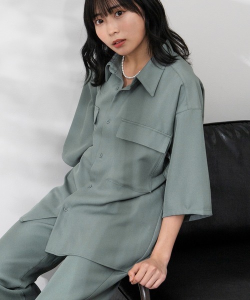 PairPair（ペアペア）の「ドライオックスリラックスシャツ（ユニセックス/セットアップ）（シャツ/ブラウス・レディース・ブルーグリーン/アイボリー/ブラウン・MEDIUM/LARGE）」の16枚目の写真